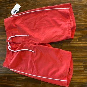 Red 10” Inseam Board Shorts